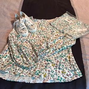 Matching blouse - shoes and scarf - blouse size large gently.